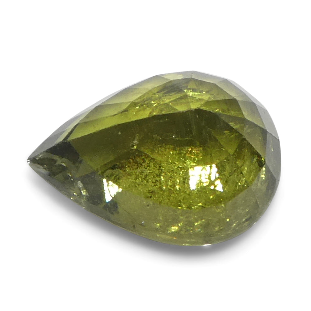 3.56ct Pear Yellow-Green Sapphire from Tanzania Unheated - Skyjems Wholesale Gemstones