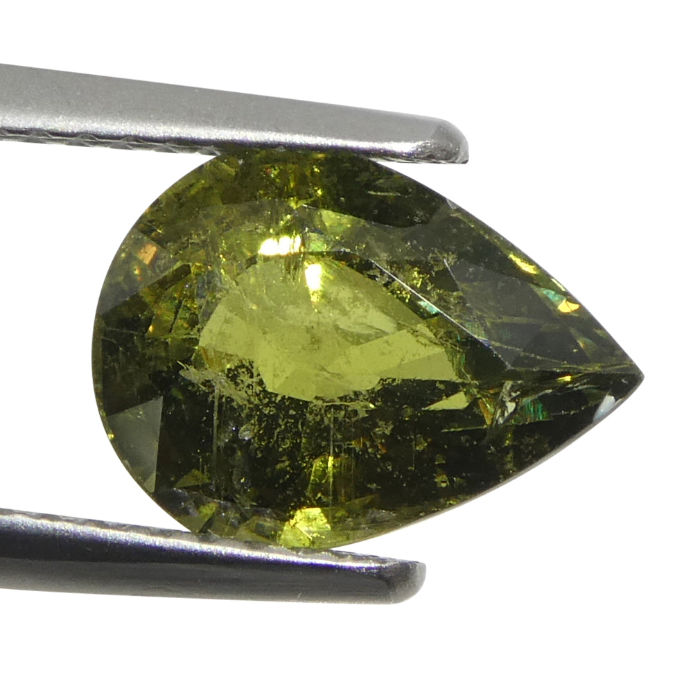 3.56ct Pear Yellow-Green Sapphire from Tanzania Unheated - Skyjems Wholesale Gemstones