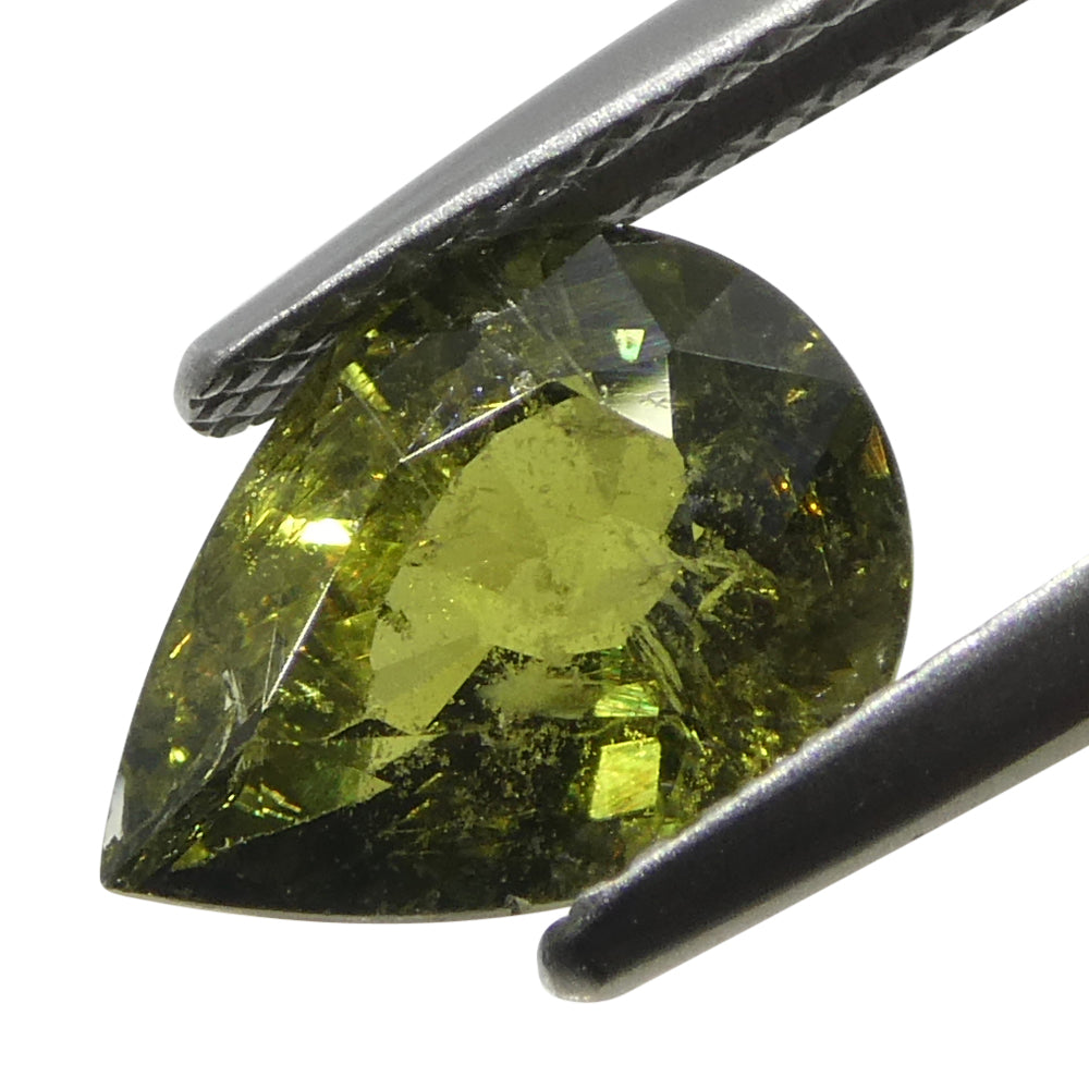 3.56ct Pear Yellow-Green Sapphire from Tanzania Unheated - Skyjems Wholesale Gemstones