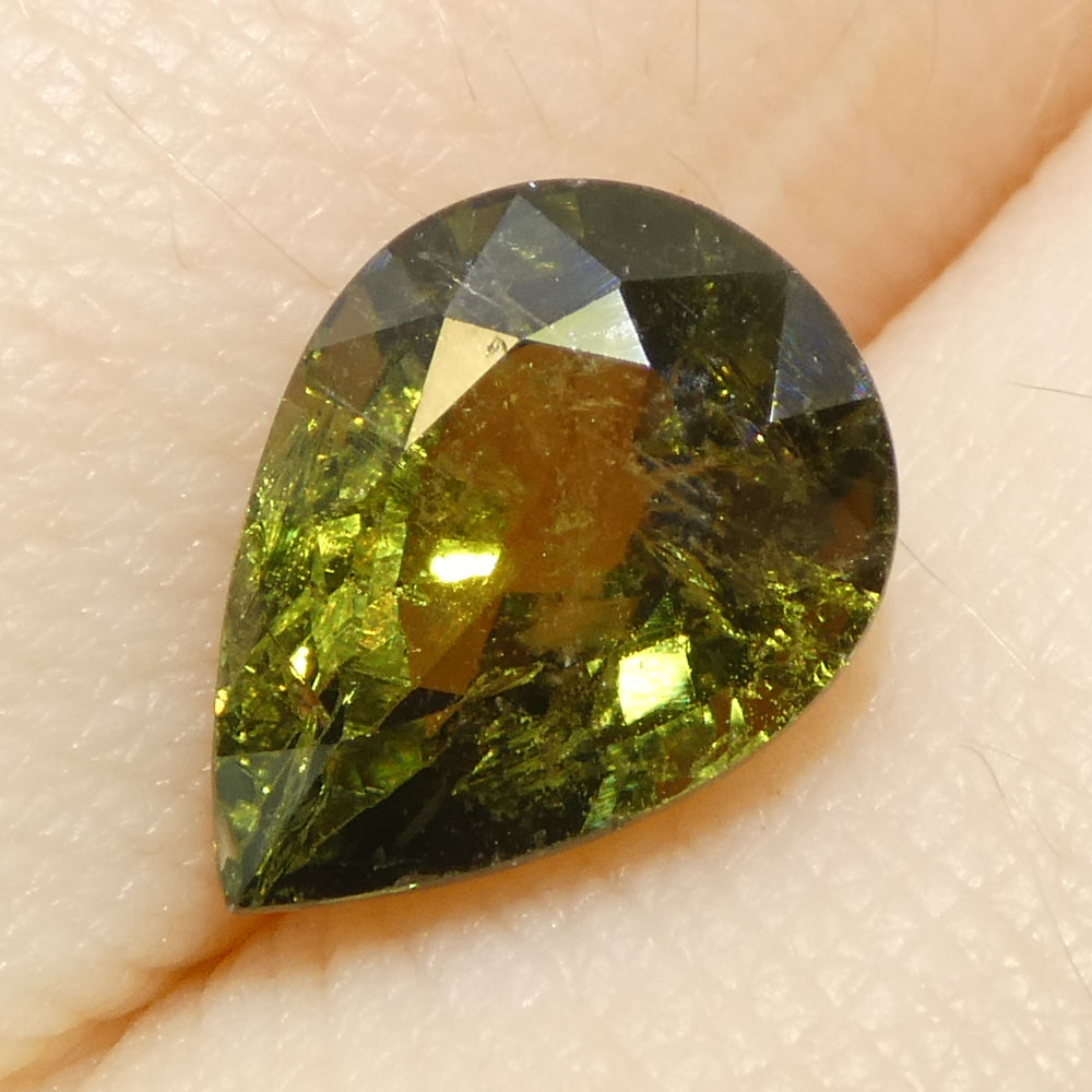 3.56ct Pear Yellow-Green Sapphire from Tanzania Unheated - Skyjems Wholesale Gemstones