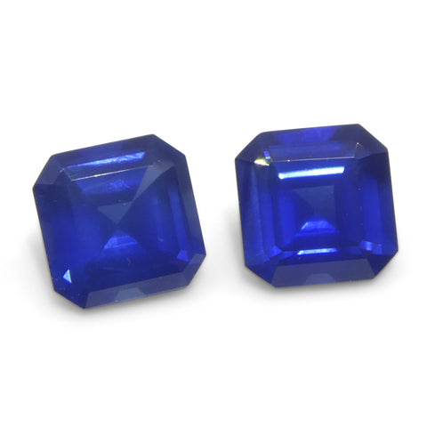 1.07ct Pair (2) Square/Octagonal Blue Sapphire from Myanmar/Burma