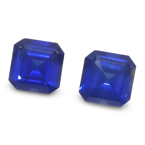 1.07ct Pair (2) Square/Octagonal Blue Sapphire from Myanmar/Burma