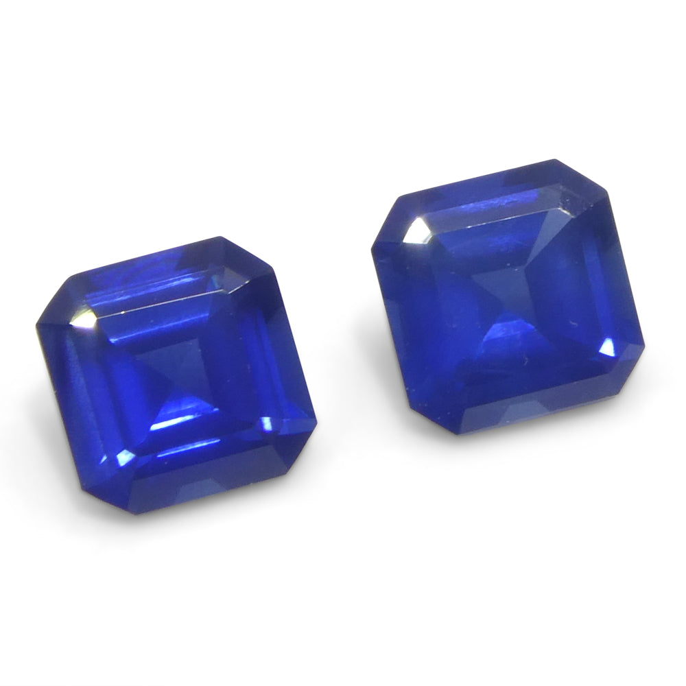 1.07ct Pair (2) Square/Octagonal Blue Sapphire from Myanmar/Burma - Skyjems Wholesale Gemstones