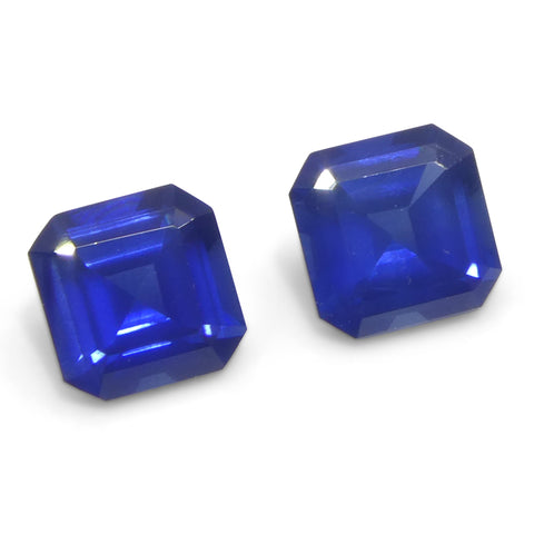 1.07ct Pair (2) Square/Octagonal Blue Sapphire from Myanmar/Burma