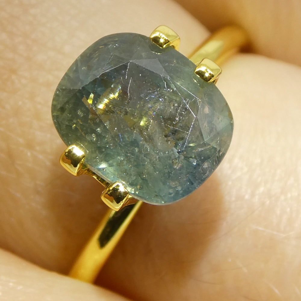 4.06ct Cushion Teal Blue Sapphire from East Africa - Skyjems Wholesale Gemstones