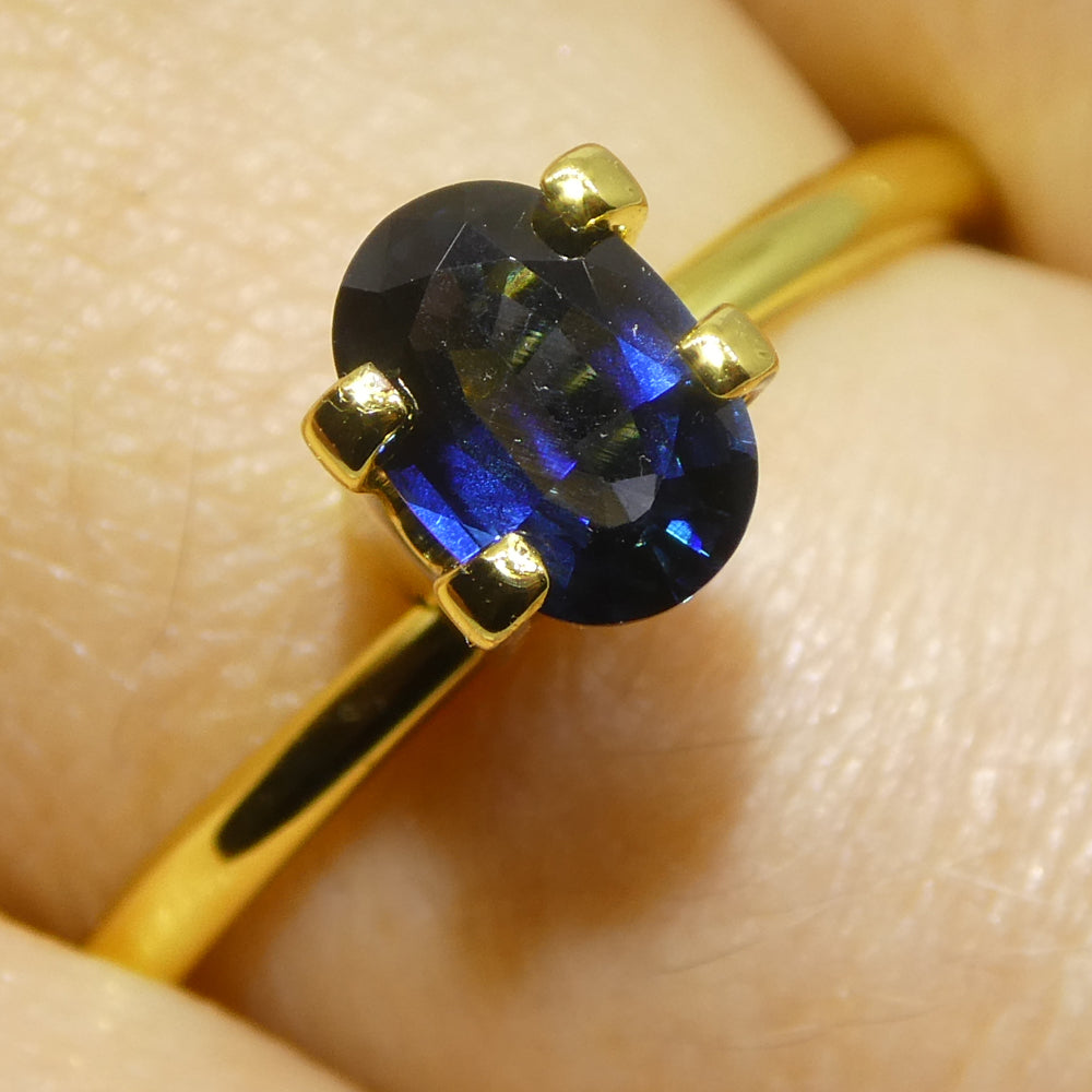 0.73ct Oval Blue Sapphire from Madagascar, very slightly purplish, Step Cut gemstone by SkyJems Canadian gem experts