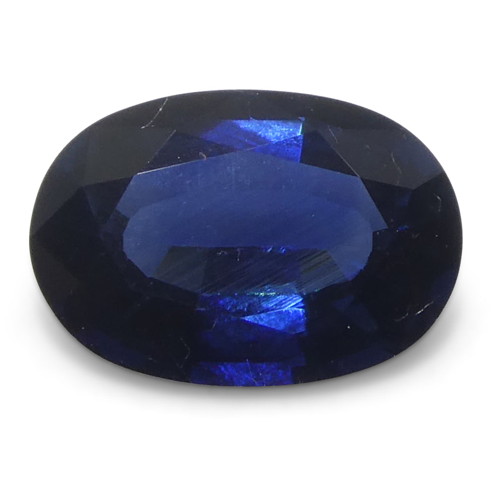 0.73ct Oval Blue Sapphire from Madagascar, very slightly purplish, Step Cut gemstone by SkyJems Canadian gem specialists