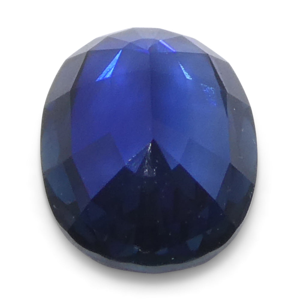 0.73ct Oval Blue Sapphire from Madagascar, very slightly purplish, Step Cut gemstone by SkyJems Canadian gem specialists
