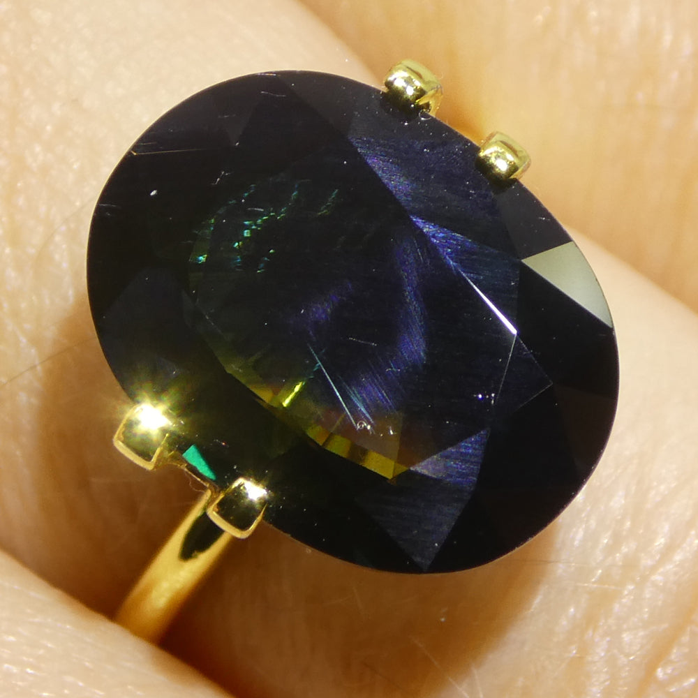 6.81ct Green-Blue Australian Sapphire Oval Cut, Heated Gemstone from SkyJems Premium Colored Stone Collection