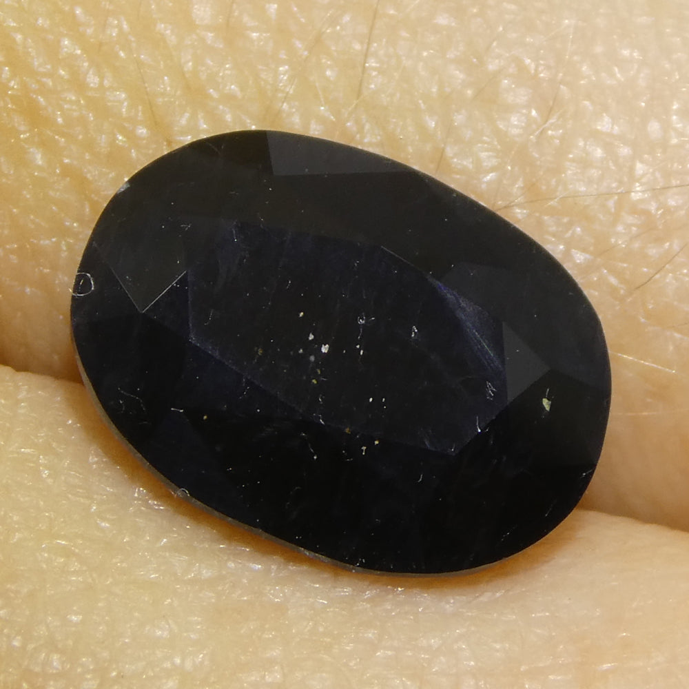 4.96ct Oval Blue Australian Sapphire from SkyJems, premium heated corundum gemstone with deep blue color and elegant cut