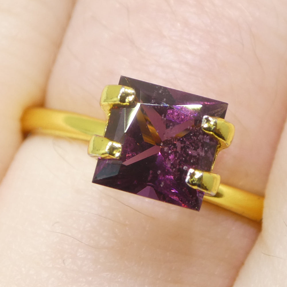 1.15ct Square Pink Spinel from Burma - Unheated Purplish Pink Gemstone by SkyJems Canadian Gem Experts