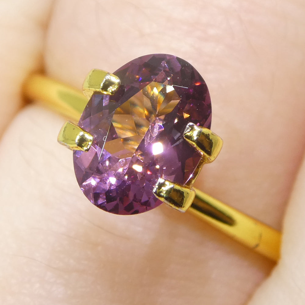 SkyJems 1.35ct Oval Pink Spinel from Burma - Unheated Burmese Gemstone, Purplish Pink Brilliance