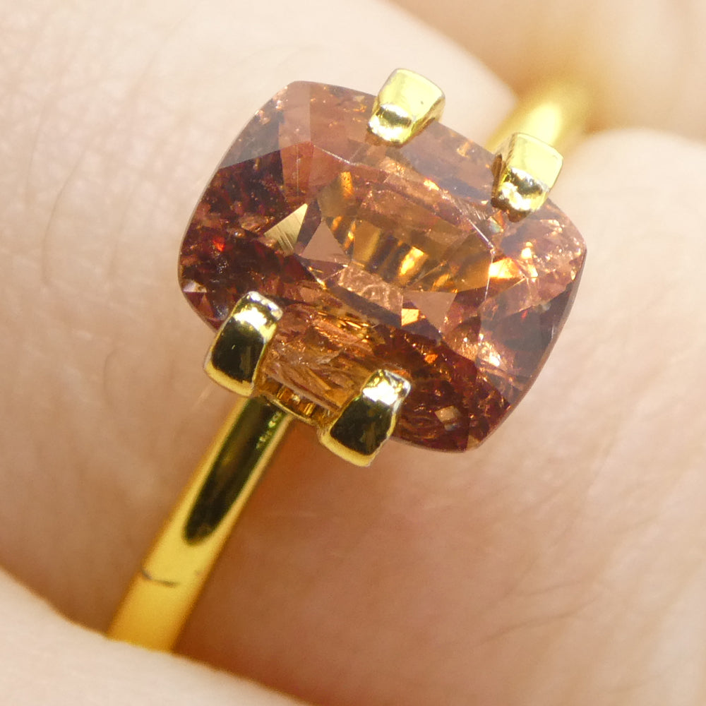 2.15ct Burmese Orange Spinel Cushion Cut - Unheated Reddish Orange Gem from SkyJems Canadian Gemstone Experts