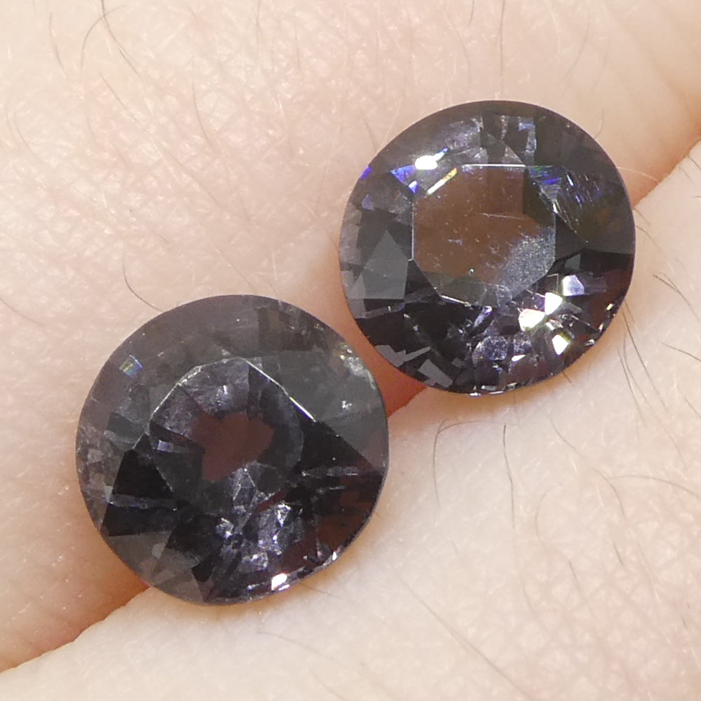 3.25ct Pair (2) Round Purple Spinel from Burma Unheated - Skyjems Wholesale Gemstones