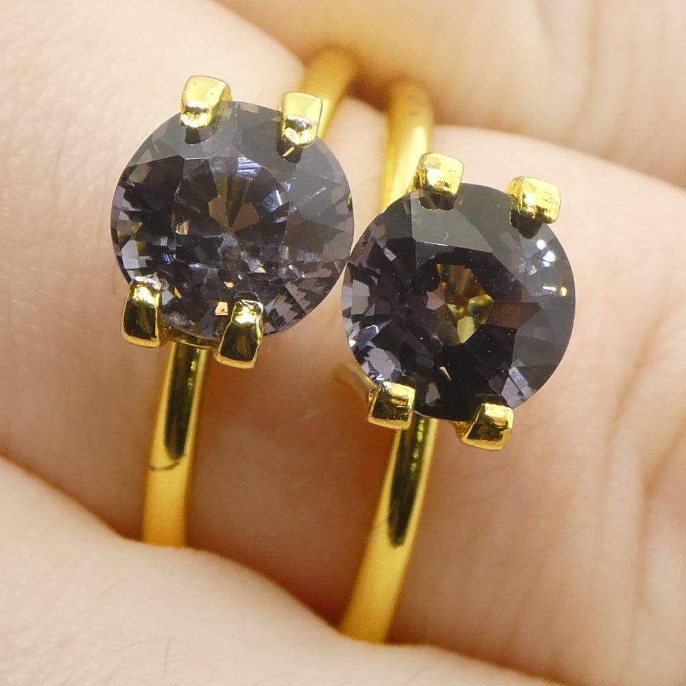 3.25ct Pair (2) Round Purple Spinel from Burma Unheated - Skyjems Wholesale Gemstones