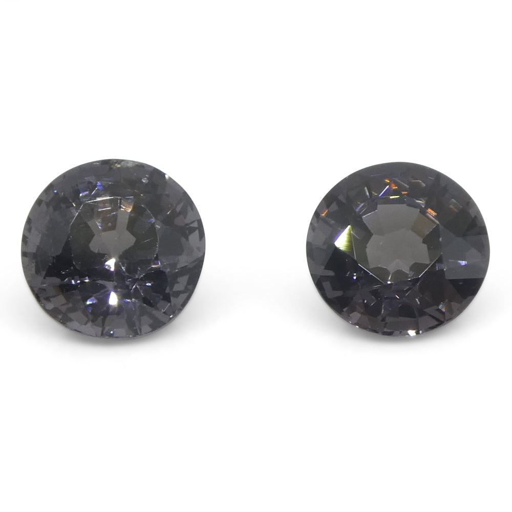 3.25ct Pair (2) Round Purple Spinel from Burma Unheated - Skyjems Wholesale Gemstones