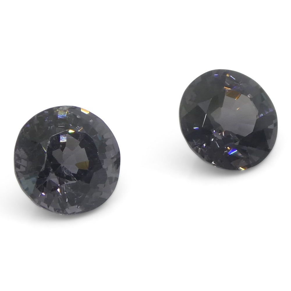 3.25ct Pair (2) Round Purple Spinel from Burma Unheated