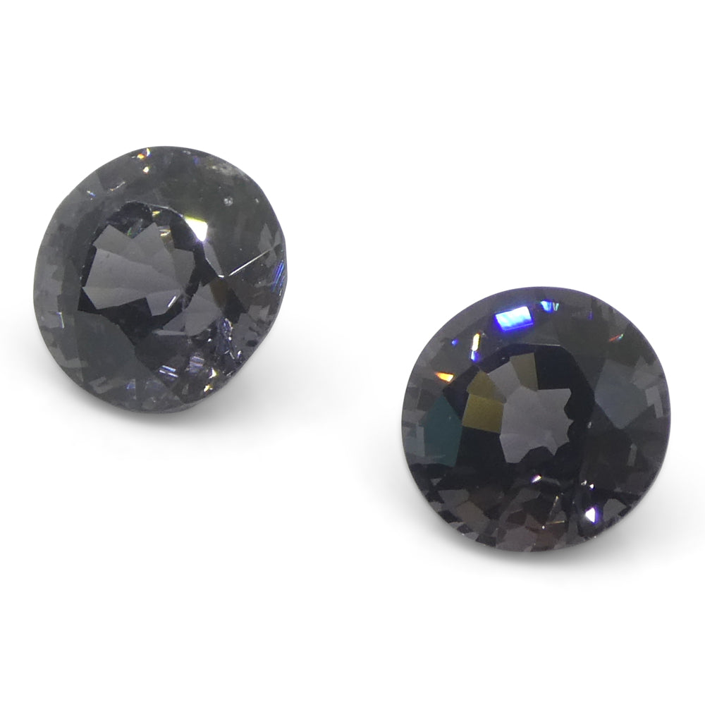 3.25ct Pair (2) Round Purple Spinel from Burma Unheated