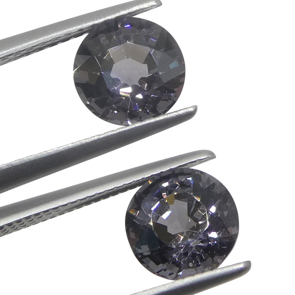 3.25ct Pair (2) Round Purple Spinel from Burma Unheated