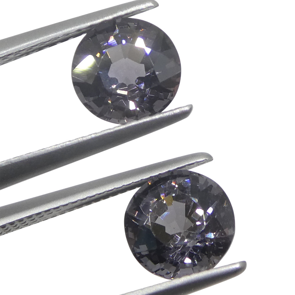 3.25ct Pair (2) Round Purple Spinel from Burma Unheated