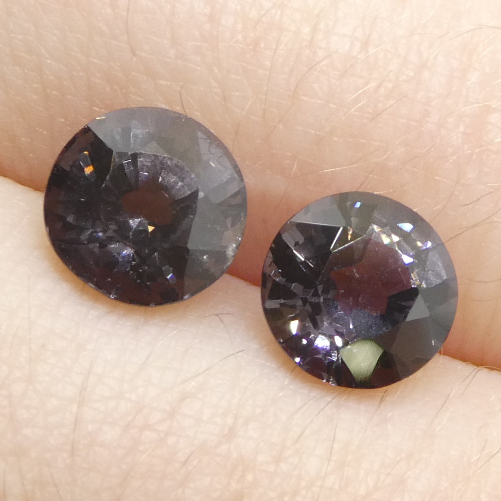 3.25ct Pair (2) Round Purple Spinel from Burma Unheated - Skyjems Wholesale Gemstones