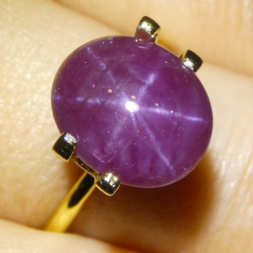 8.61ct Oval Cabochon Purplish Red Star Ruby from Vietnam Unheated - Skyjems Wholesale Gemstones