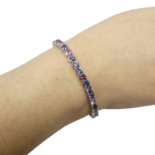 14.88ct Multi Colour Spinel Bracelet 6.50" set in 14k White Gold, Burma Unheated - Skyjems Wholesale Gemstones