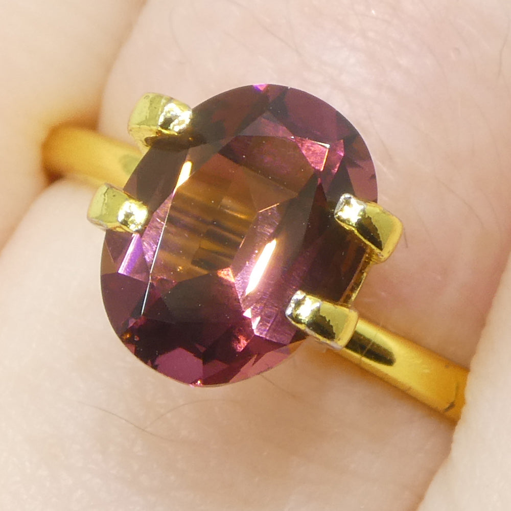 Oval 1.82ct Orangy Pink Tourmaline from Brazil, precision-cut single stone by SkyJems Canadian gemstone experts