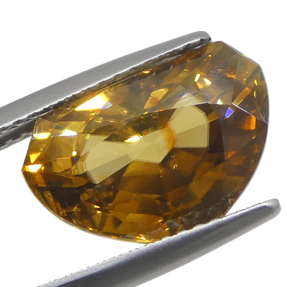 7.64ct Half Moon Fancy Cut Orange Zircon from Sri Lanka