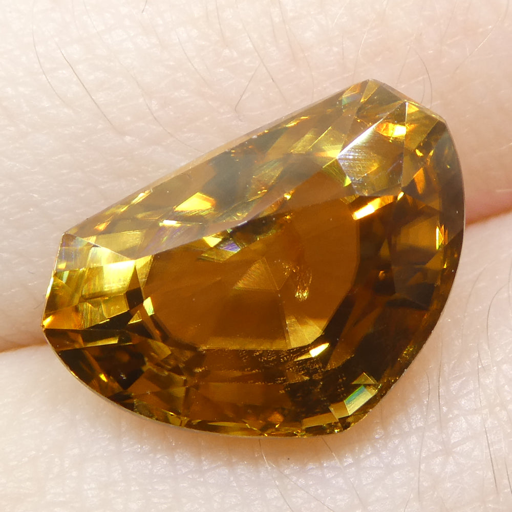 7.64ct Half Moon Fancy Cut Orange Zircon from Sri Lanka