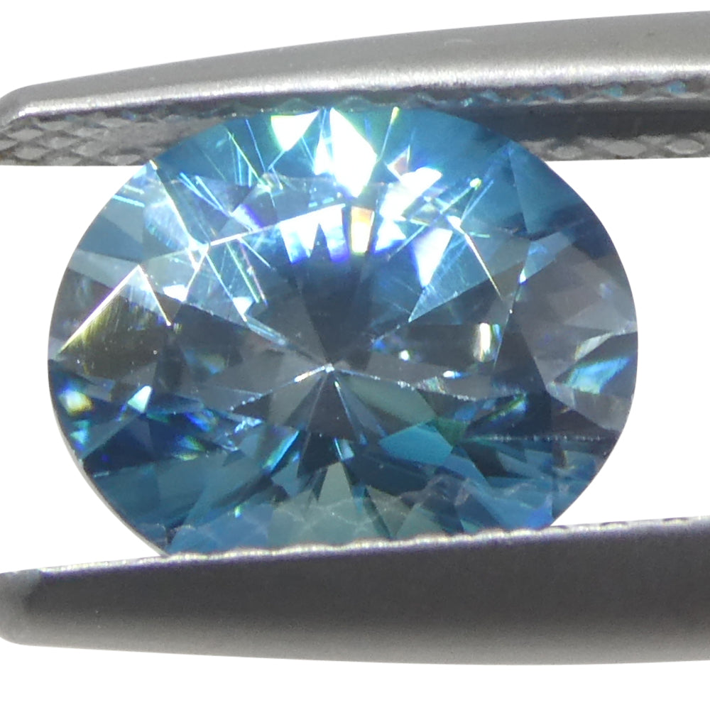 2.37ct Natural Earth Mined Oval Master Brilliant Cut Blue Zircon from Cambodia - Skyjems Wholesale Gemstones