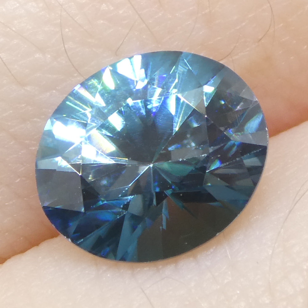 2.37ct Natural Earth Mined Oval Master Brilliant Cut Blue Zircon from Cambodia - Skyjems Wholesale Gemstones