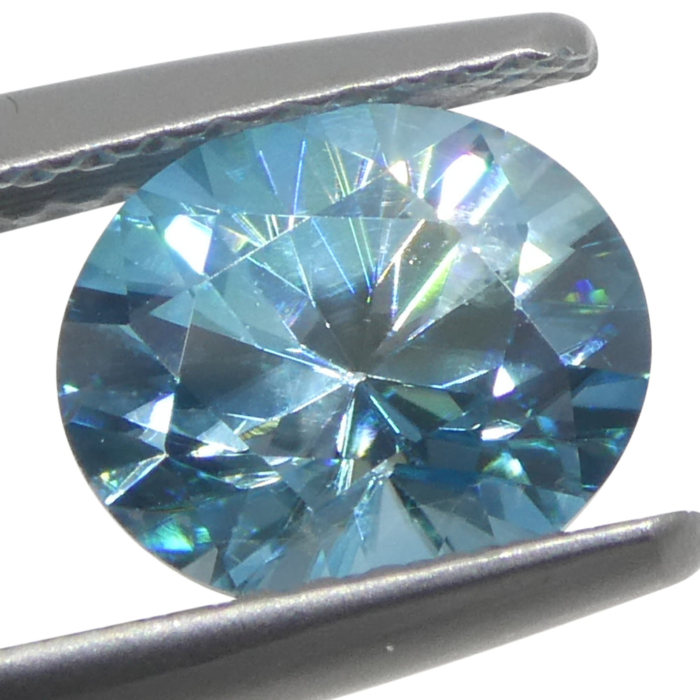 2.01ct Natural Earth Mined Oval Master Brilliant Cut Blue Zircon from Cambodia - Skyjems Wholesale Gemstones