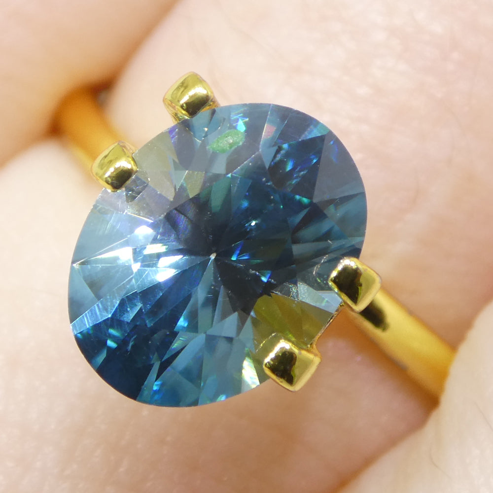 2.96ct Natural Earth Mined Oval Master Brilliant Cut Blue Zircon from Cambodia - Skyjems Wholesale Gemstones