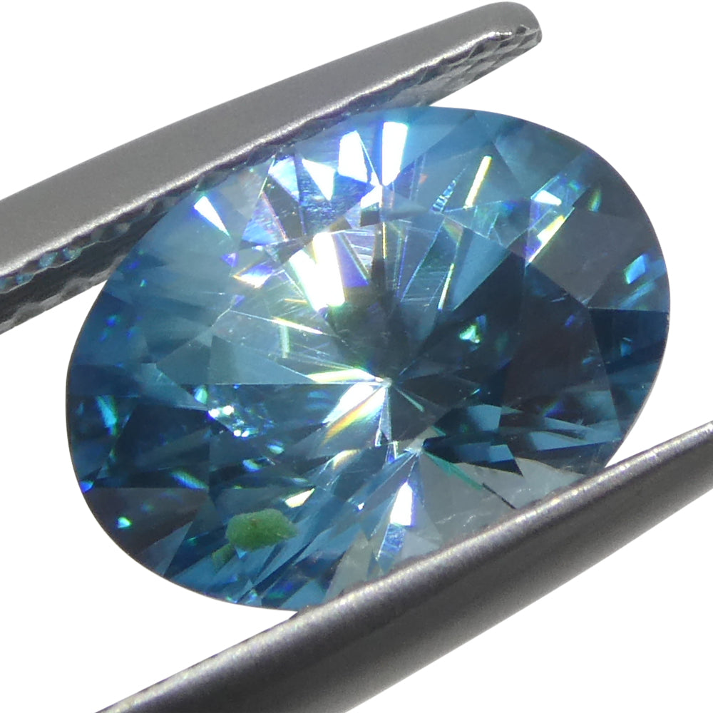 2.96ct Natural Earth Mined Oval Master Brilliant Cut Blue Zircon from Cambodia - Skyjems Wholesale Gemstones
