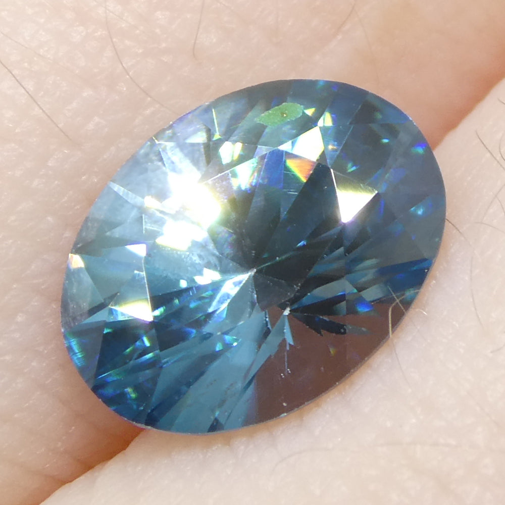 2.96ct Natural Earth Mined Oval Master Brilliant Cut Blue Zircon from Cambodia - Skyjems Wholesale Gemstones