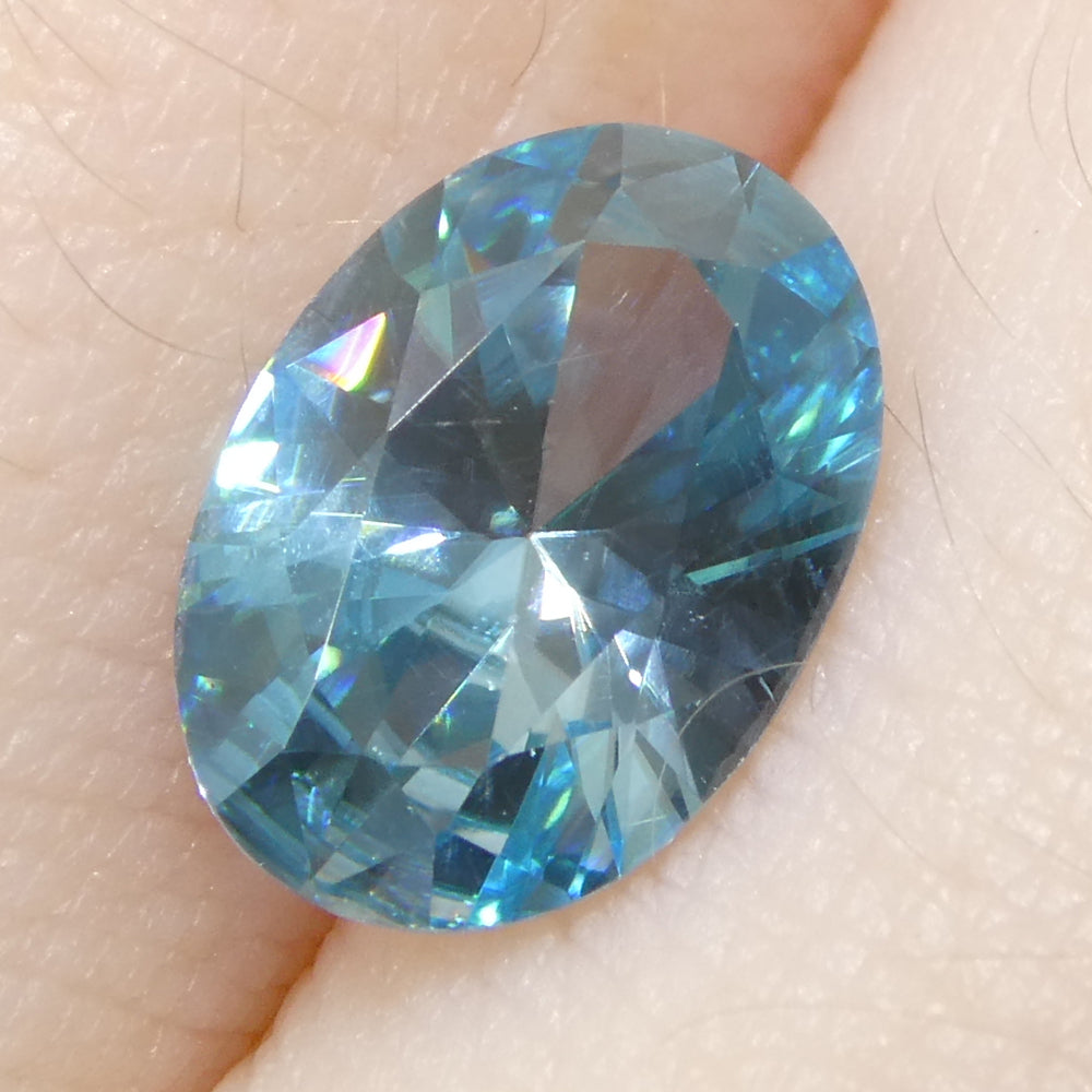 2.38ct Natural Earth Mined Oval Master Brilliant Cut Blue Zircon from Cambodia - Skyjems Wholesale Gemstones