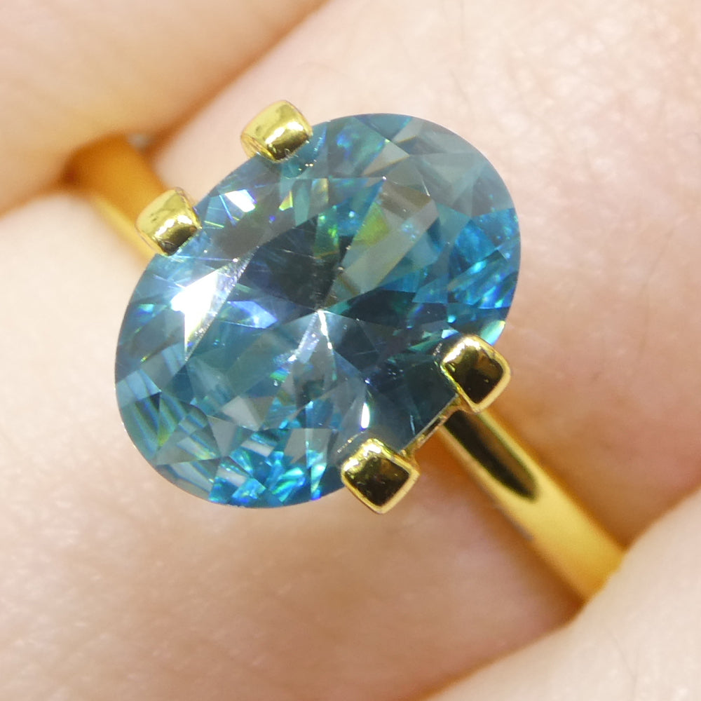 2.38ct Natural Earth Mined Oval Master Brilliant Cut Blue Zircon from Cambodia - Skyjems Wholesale Gemstones