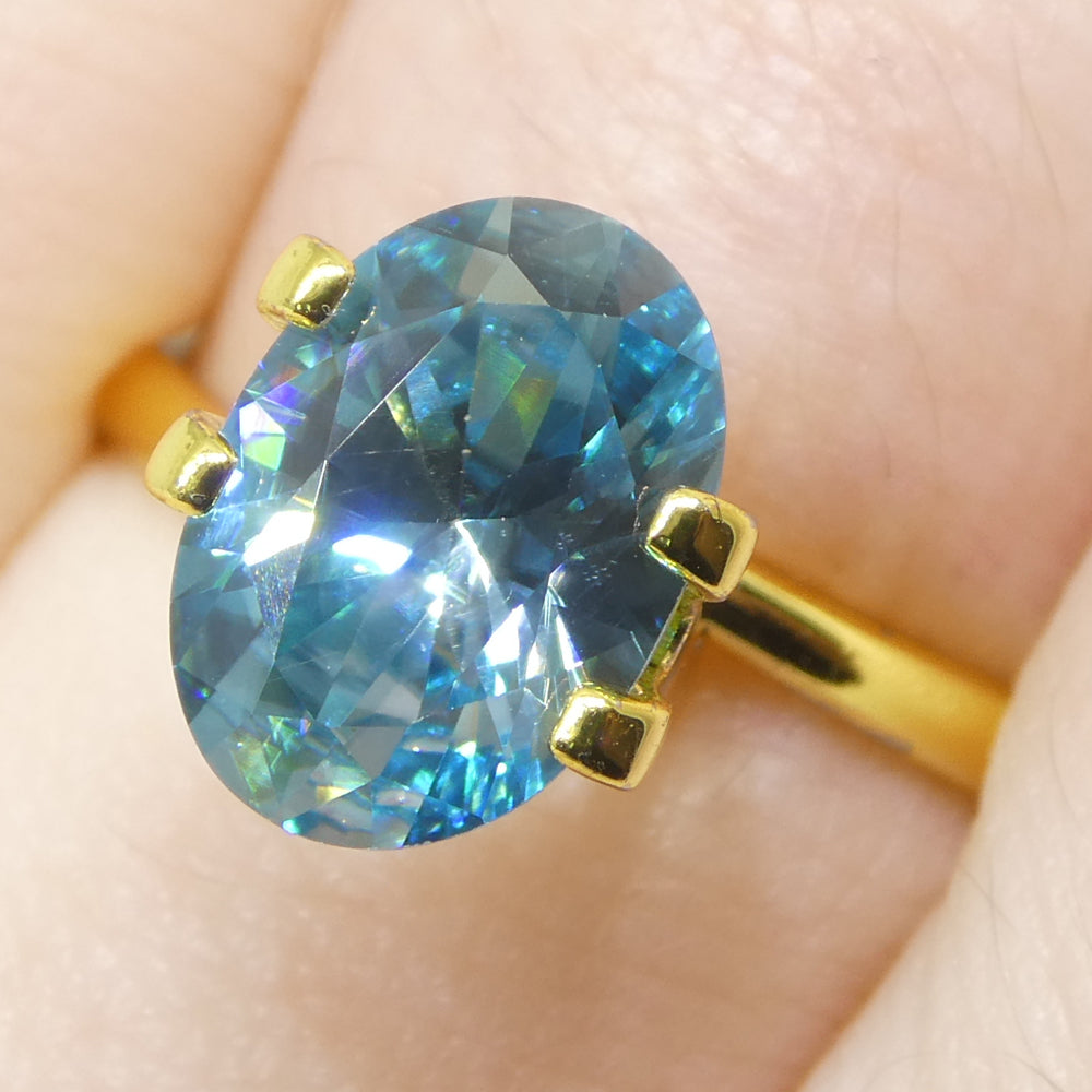 2.38ct Natural Earth Mined Oval Master Brilliant Cut Blue Zircon from Cambodia - Skyjems Wholesale Gemstones