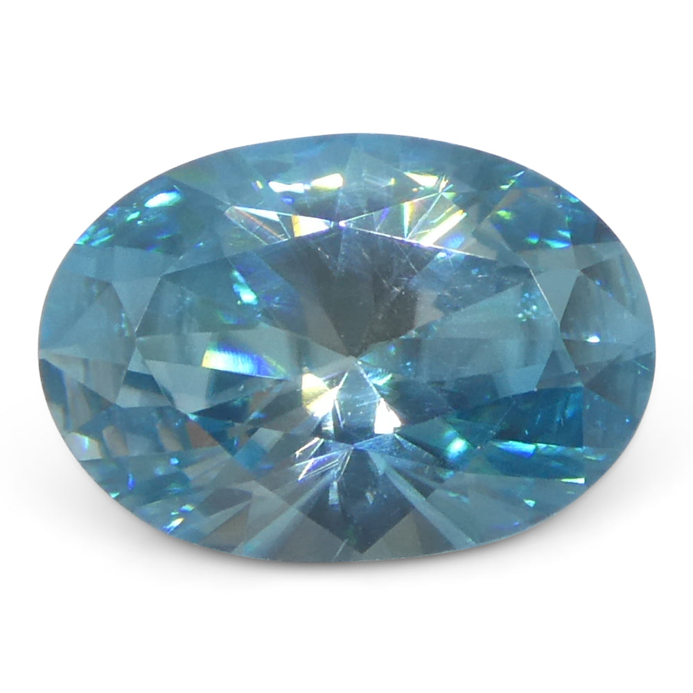 2.38ct Natural Earth Mined Oval Master Brilliant Cut Blue Zircon from Cambodia - Skyjems Wholesale Gemstones