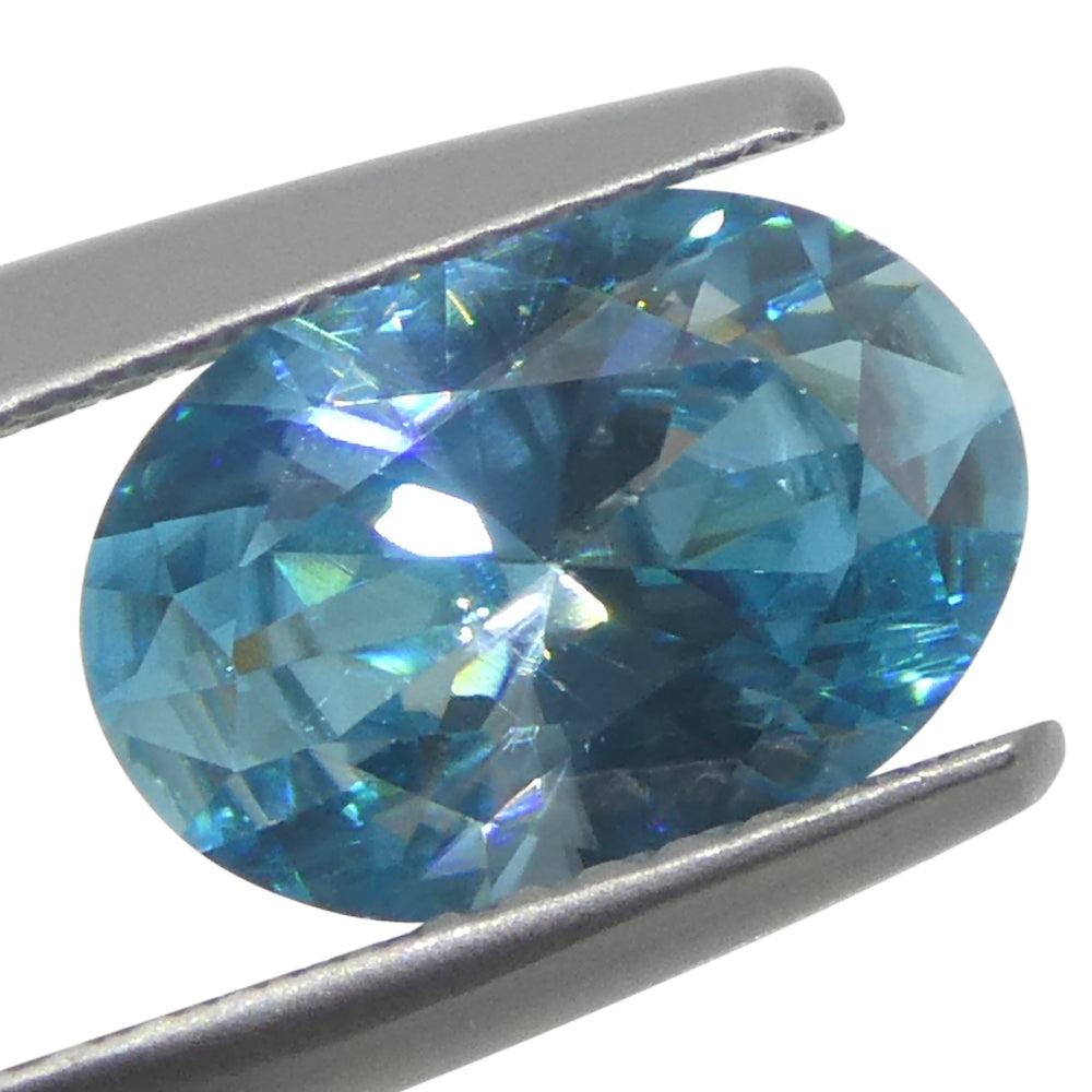 2.38ct Natural Earth Mined Oval Master Brilliant Cut Blue Zircon from Cambodia - Skyjems Wholesale Gemstones