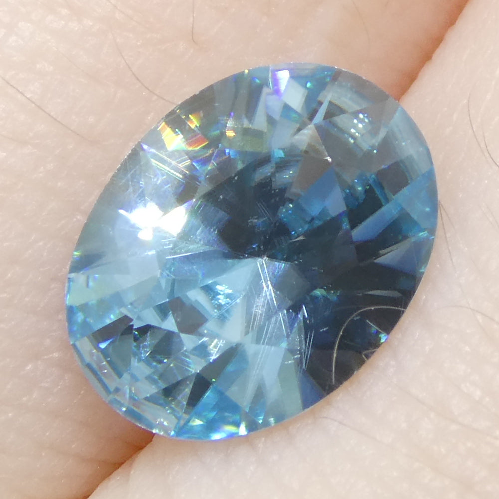 3.16ct Natural Earth Mined Oval Master Brilliant Cut Blue Zircon from Cambodia - Skyjems Wholesale Gemstones