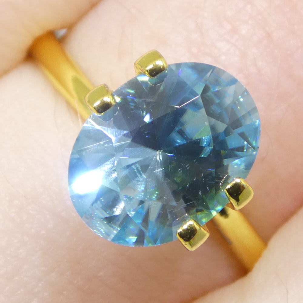 3.16ct Natural Earth Mined Oval Master Brilliant Cut Blue Zircon from Cambodia - Skyjems Wholesale Gemstones