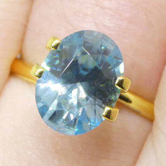 3.16ct Oval Blue Zircon from Cambodia