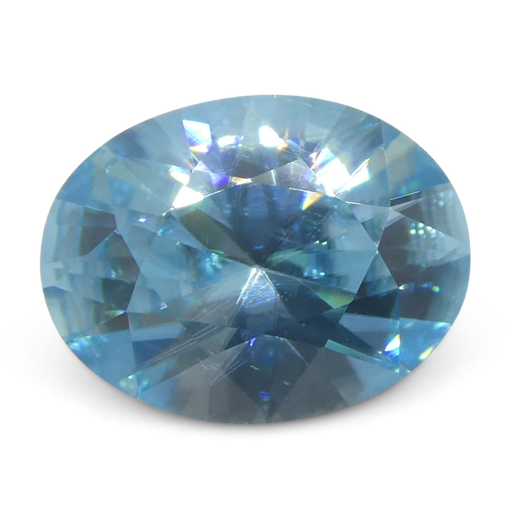 3.16ct Natural Earth Mined Oval Master Brilliant Cut Blue Zircon from Cambodia - Skyjems Wholesale Gemstones