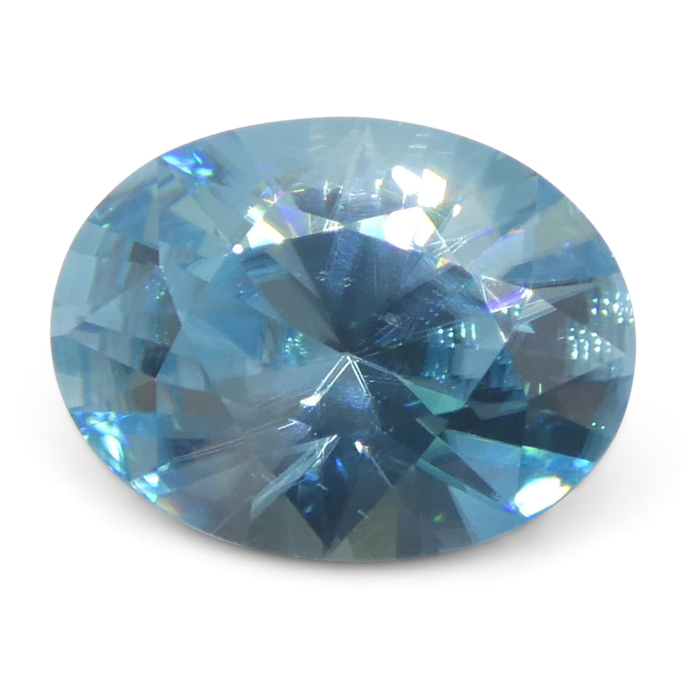 3.16ct Natural Earth Mined Oval Master Brilliant Cut Blue Zircon from Cambodia - Skyjems Wholesale Gemstones