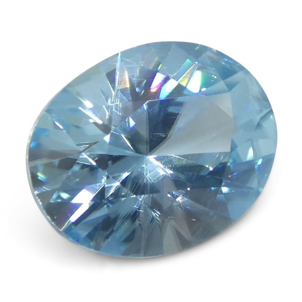 3.16ct Natural Earth Mined Oval Master Brilliant Cut Blue Zircon from Cambodia - Skyjems Wholesale Gemstones