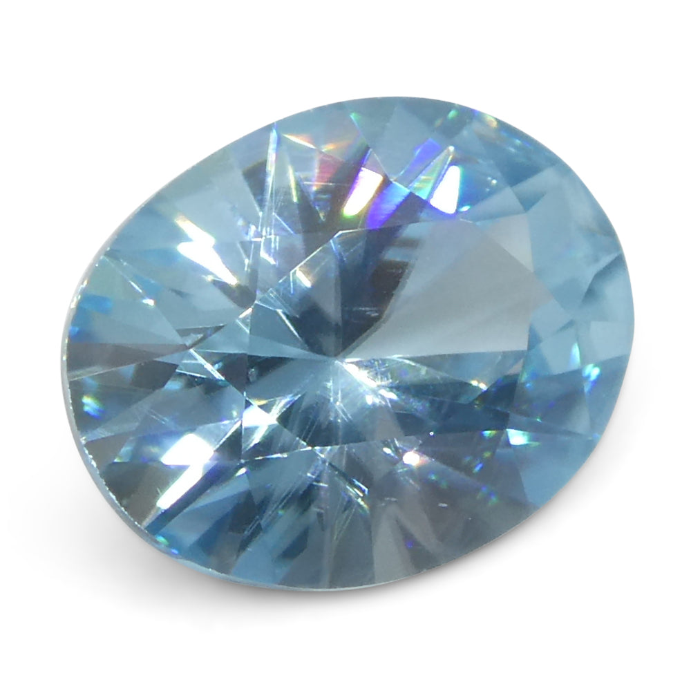 3.16ct Natural Earth Mined Oval Master Brilliant Cut Blue Zircon from Cambodia - Skyjems Wholesale Gemstones