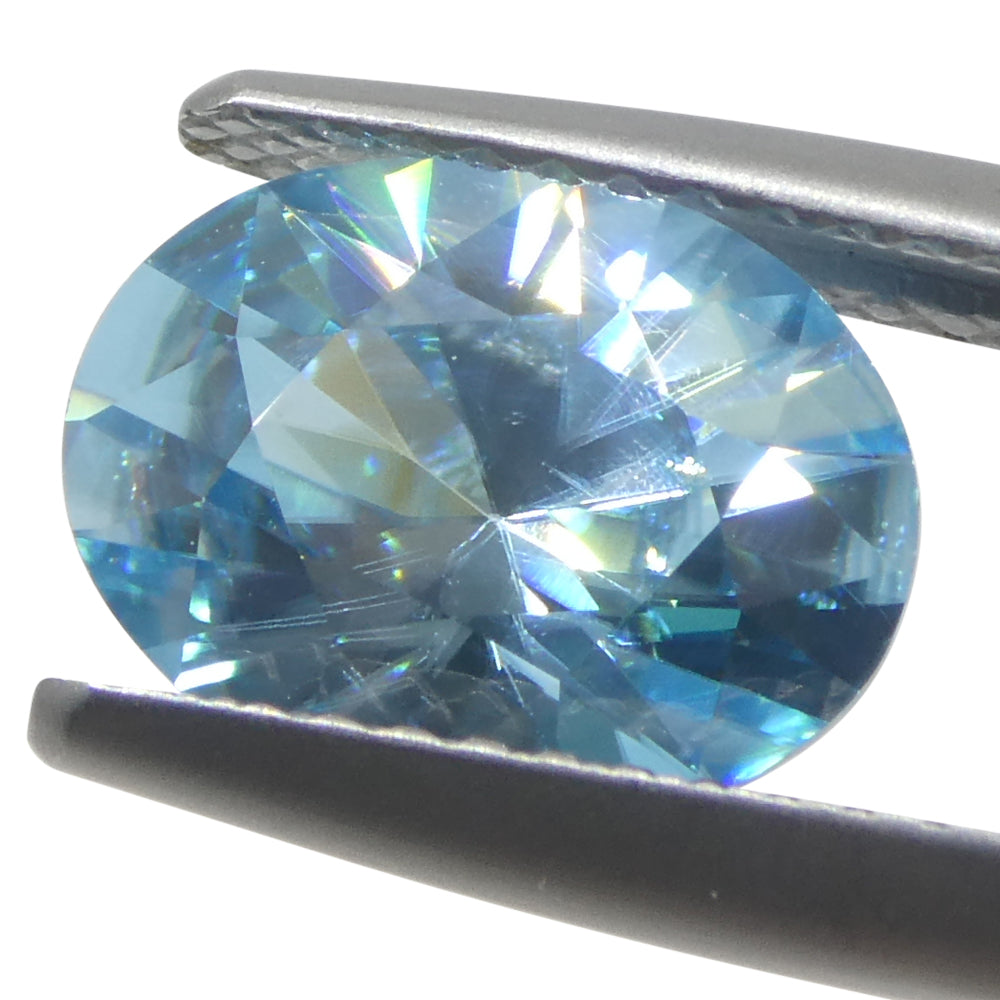 3.16ct Natural Earth Mined Oval Master Brilliant Cut Blue Zircon from Cambodia - Skyjems Wholesale Gemstones