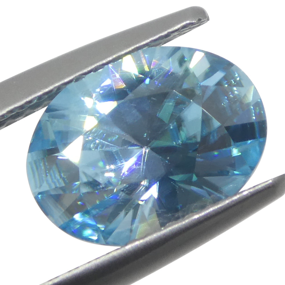 3.16ct Natural Earth Mined Oval Master Brilliant Cut Blue Zircon from Cambodia - Skyjems Wholesale Gemstones